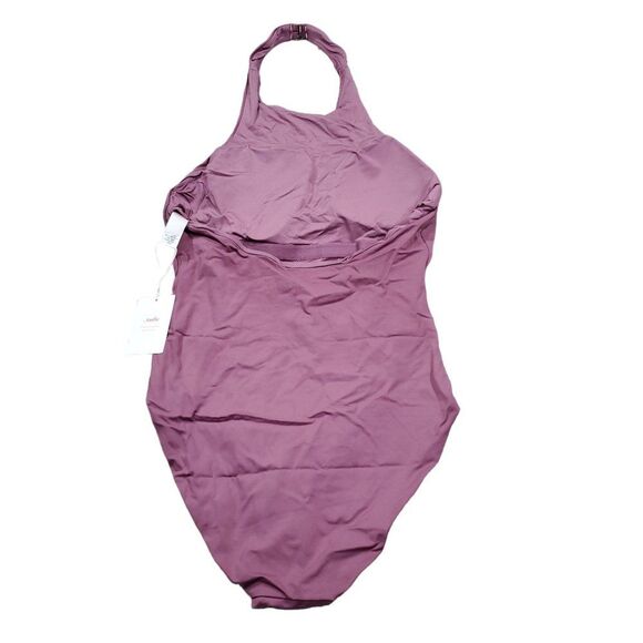 Andie Swim High Neck Halter Luzon One Piece Swimsuit Purple Cactus Flower Large - Picture 3 of 7